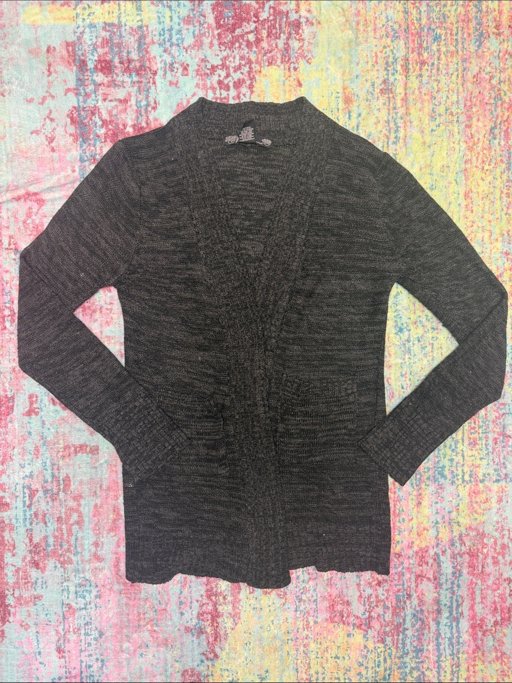 Ashley By 26 International Charcoal Open-Front Cardigan